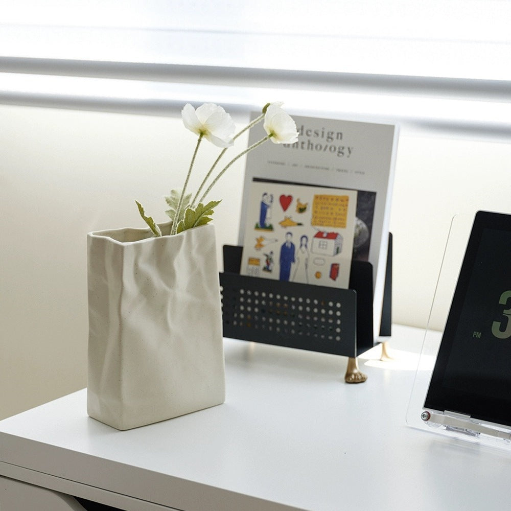 Ceramic Paper Bag Vase | Minimalist Chinese 留白 Home Décor